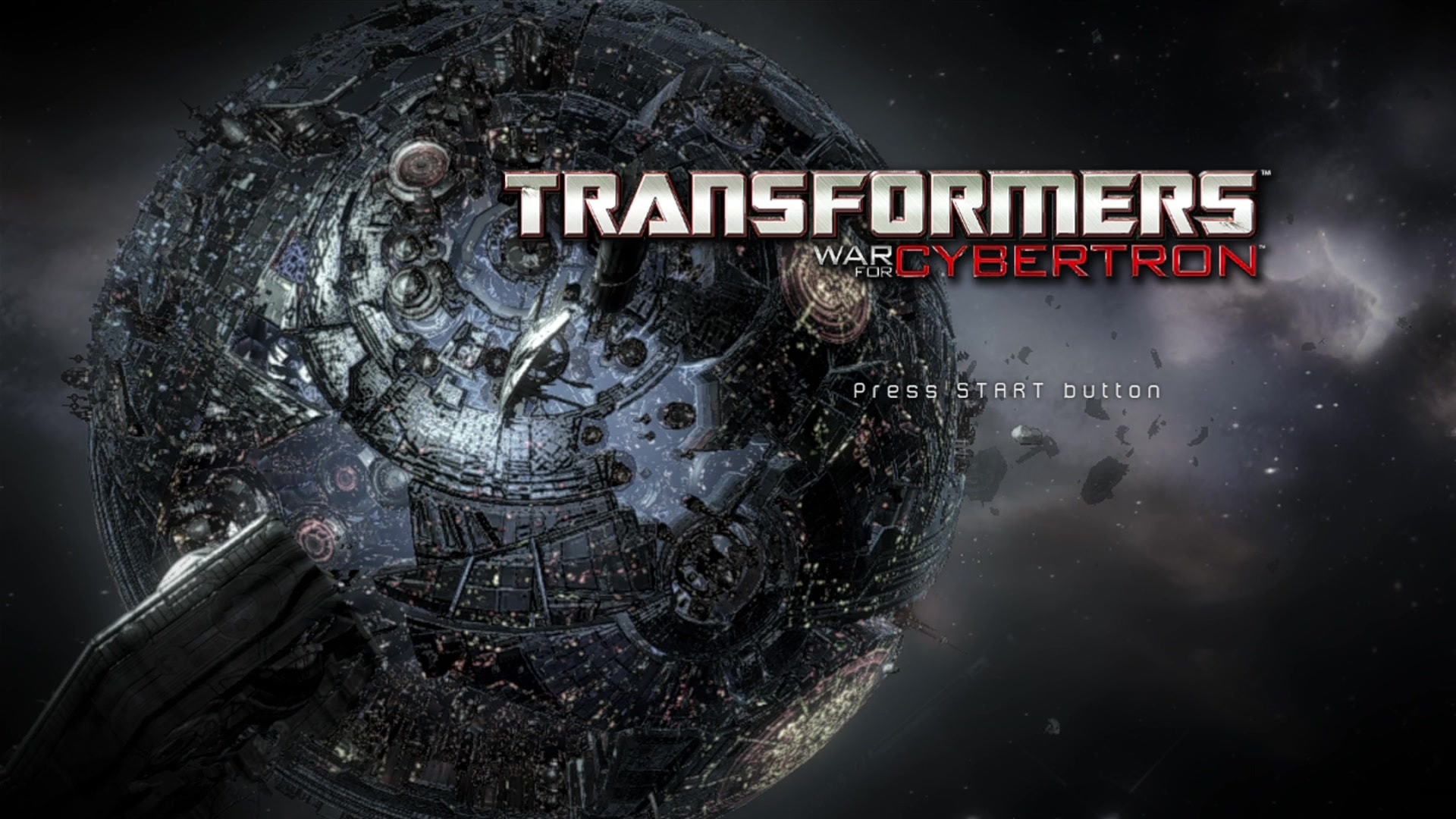 Transformers: War for Cybertron title screen for Xbox 360